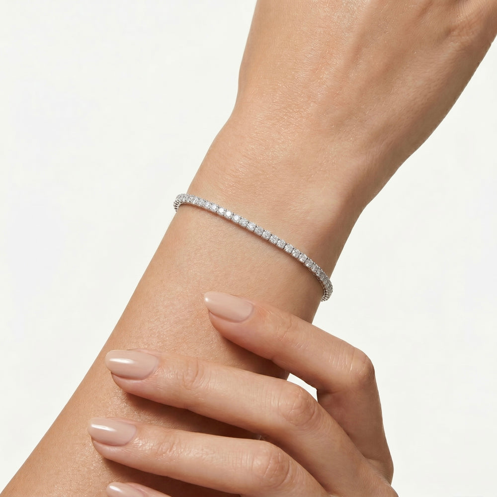 18K White Gold Natural Diamond Tennis Bracelet