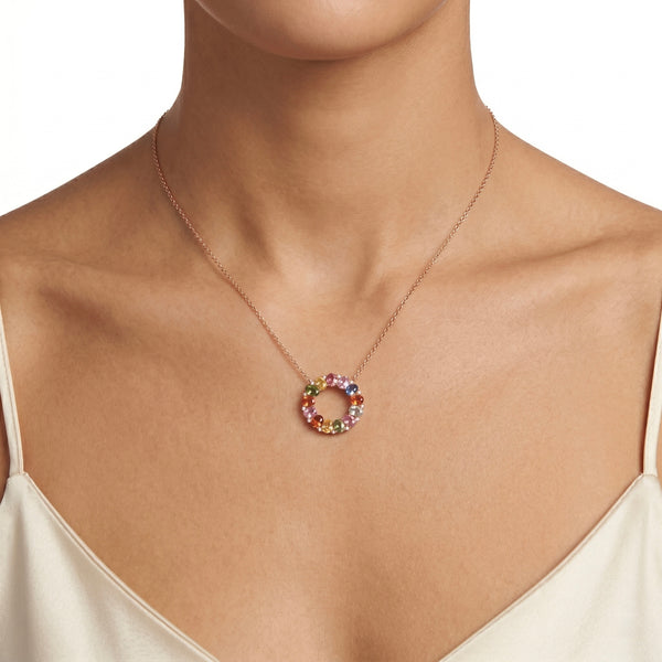 14k Rose Gold Rainbow Gradient Diamond Pendant hover