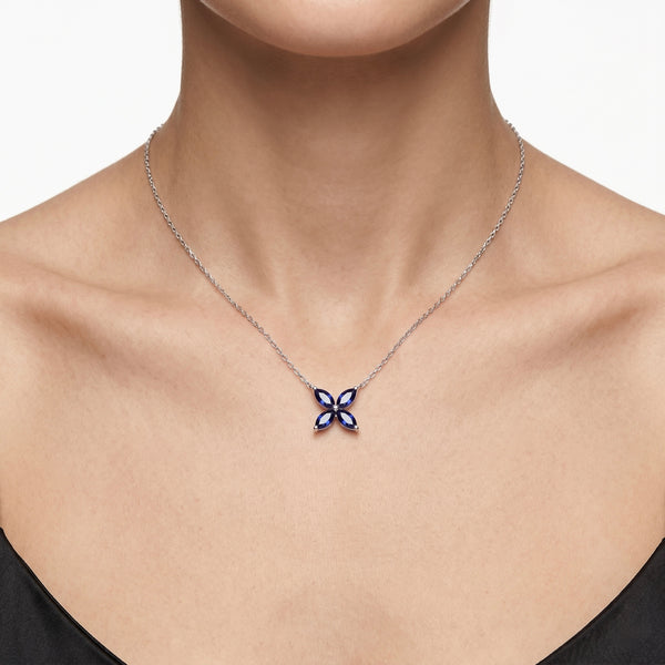 Midnight Iolite Bloom Pendant in 18K White Gold hover