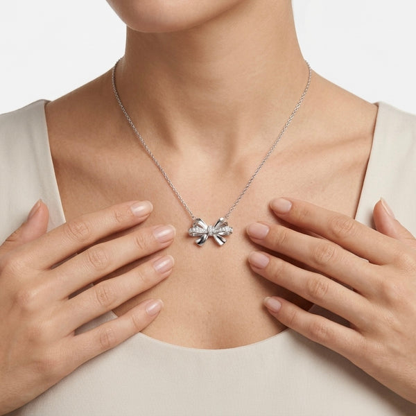 Natural Diamond Eternal Bow Diamond Necklace hover
