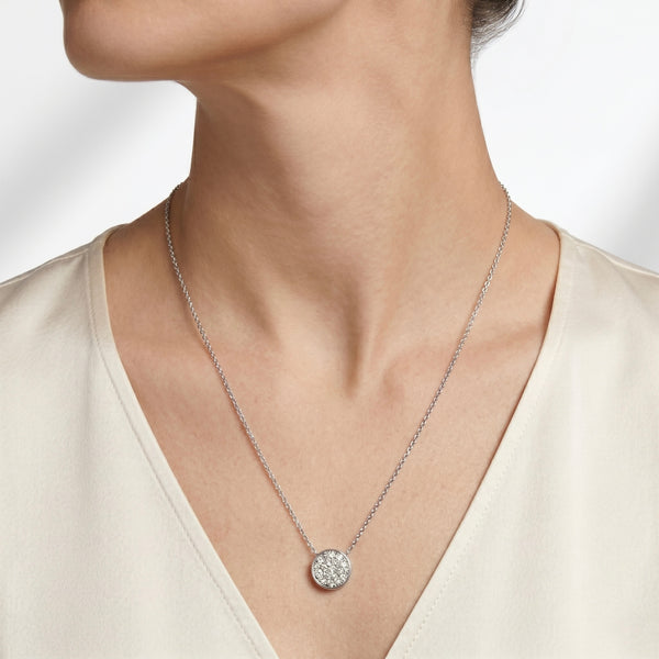 Natural Diamond Cluster Halo Pendant Necklace in 18K White Gold hover