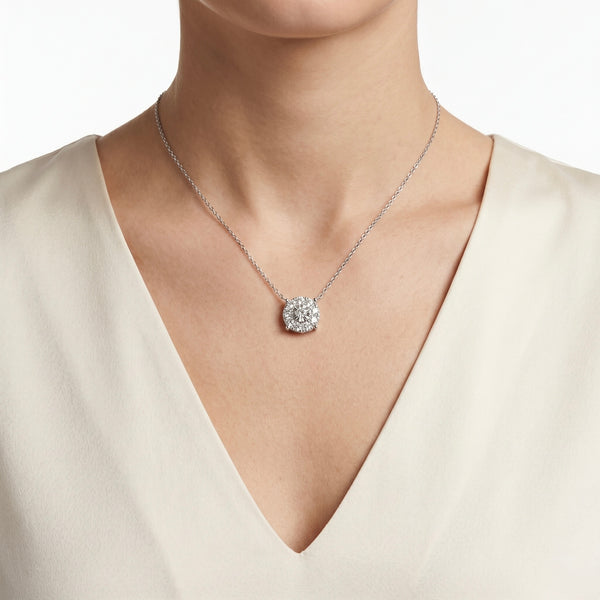 Natural Diamond Luminous Circle Diamond Pendant Necklace hover