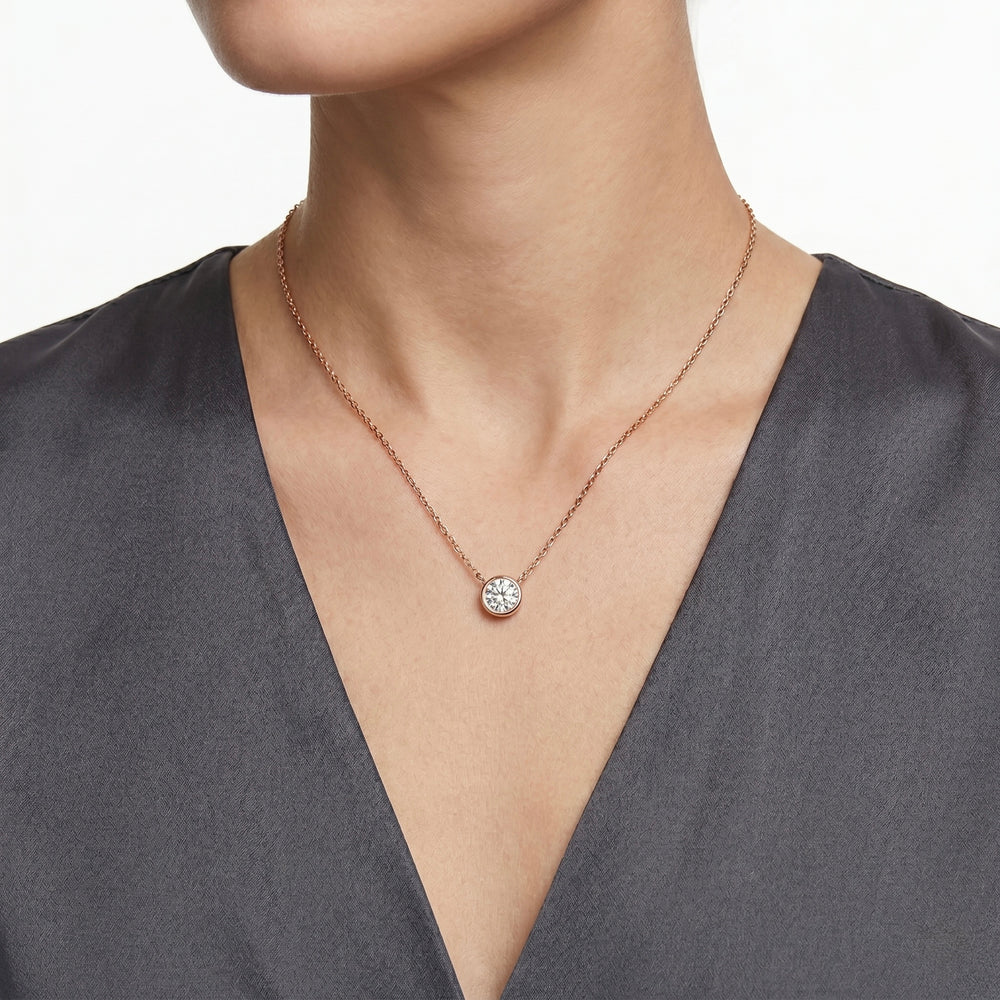 Natural Diamond Bezel-Set Natural Diamond Pendant Necklace