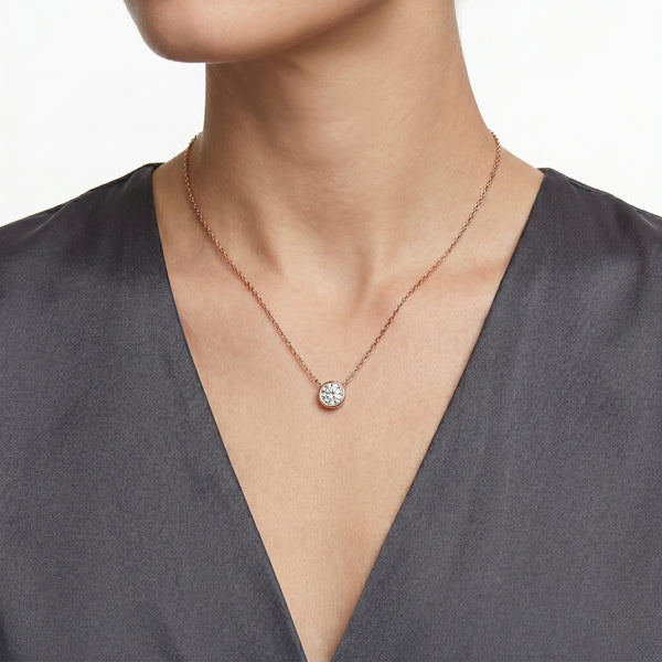 Natural Diamond Bezel-Set Natural Diamond Pendant Necklace hover