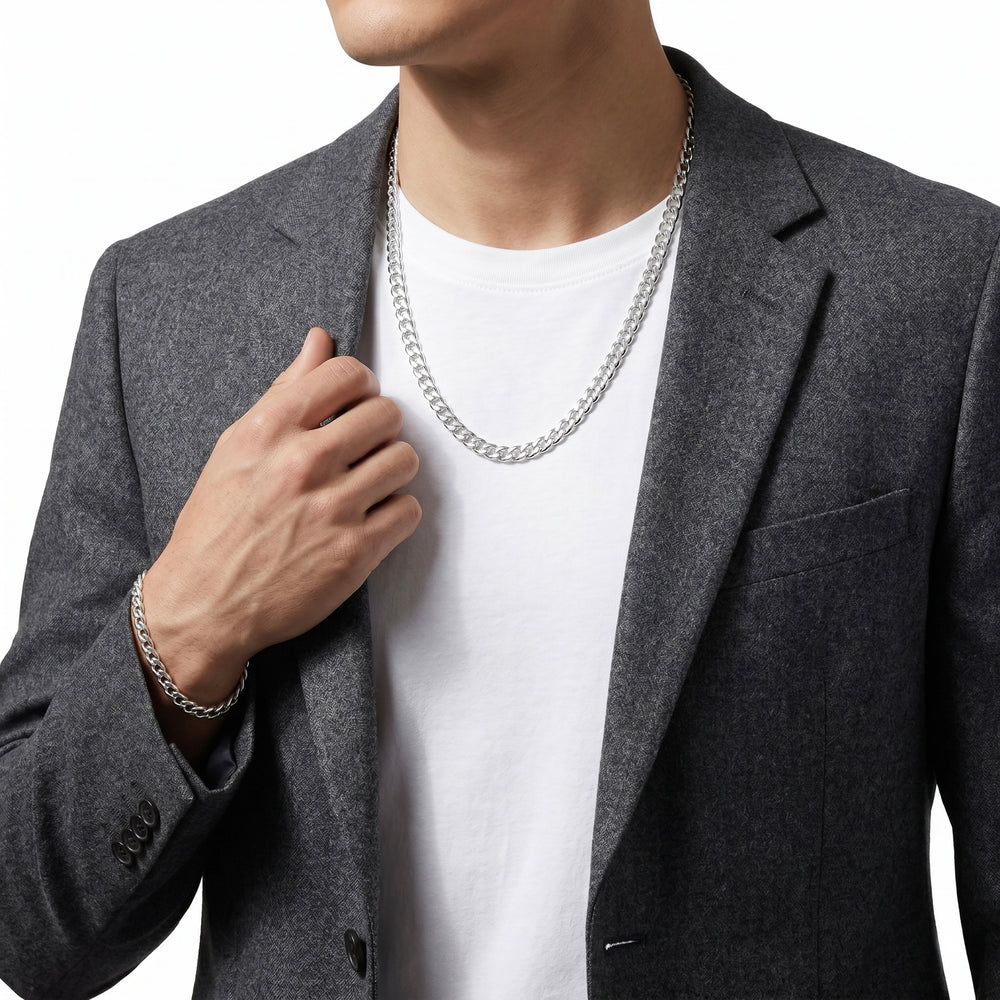18K White Gold Urban Curb Chain Necklace