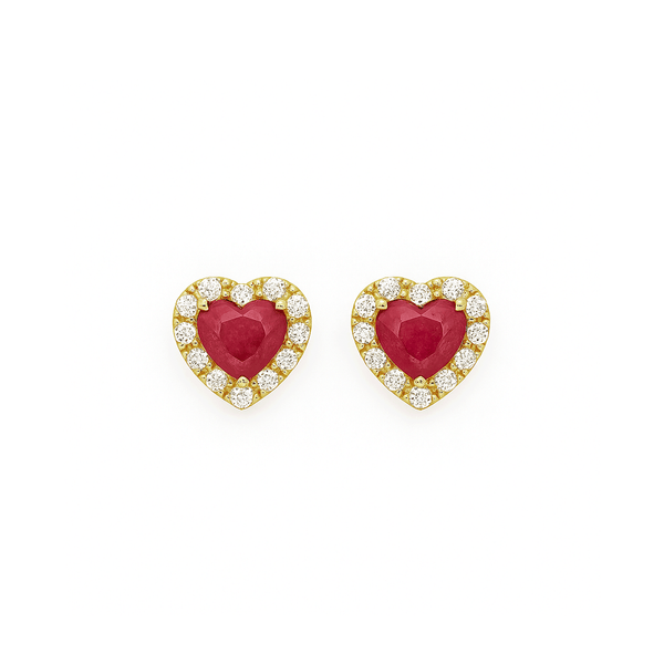 18K Gold Ruby & Diamond Stud Earrings | Flashy Jewellery