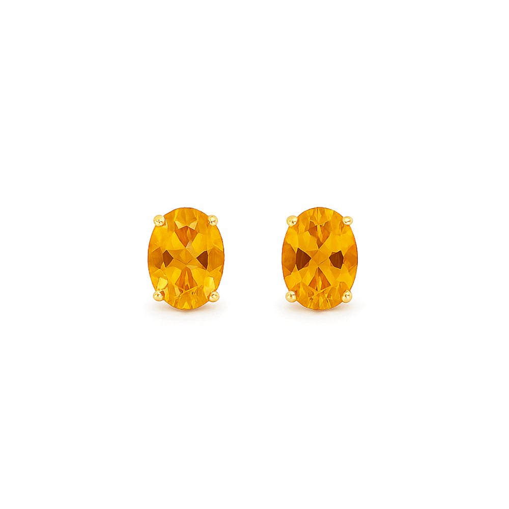 18K Yellow Gold Citrine Stud Earrings | Flashy Jewellery