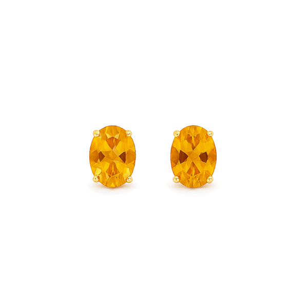 18K Yellow Gold Citrine Stud Earrings | Flashy Jewellery