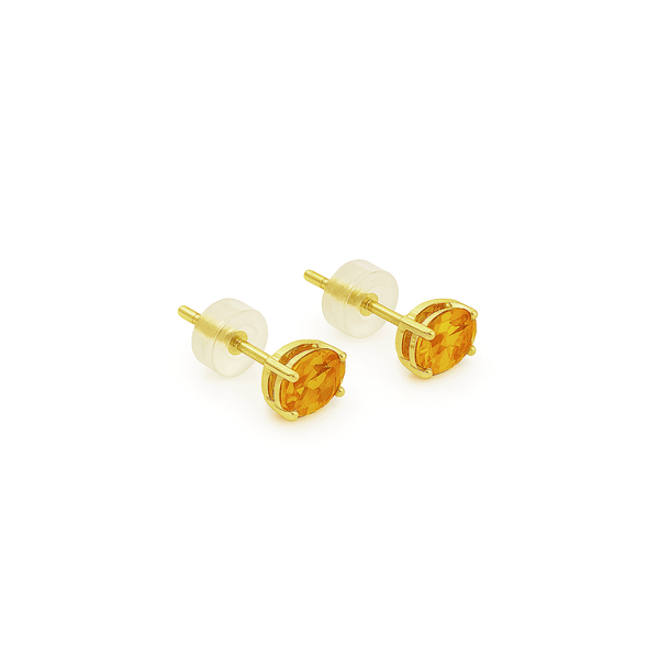18K Yellow Gold Citrine Stud Earrings | Flashy Jewellery hover