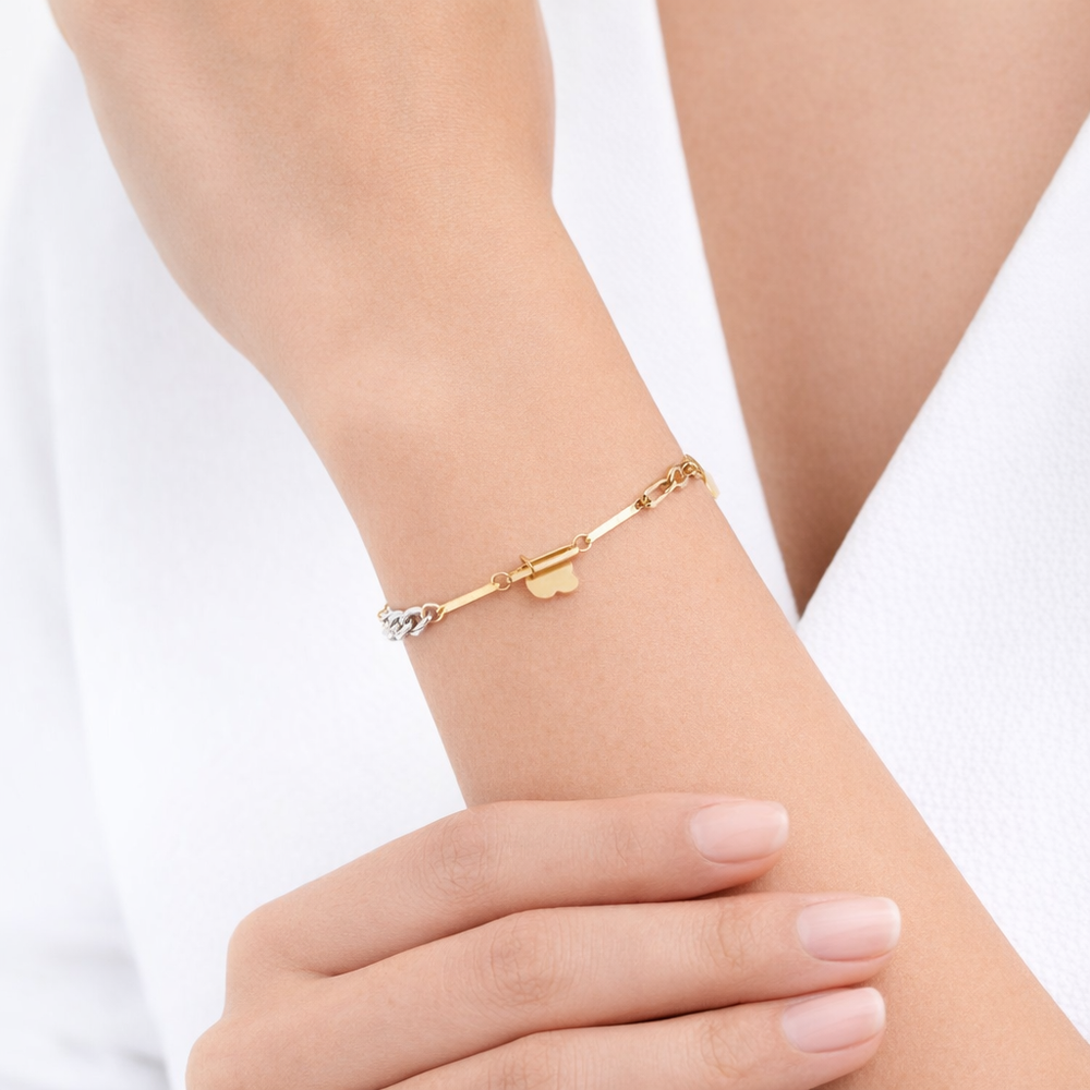 Two-Tone Gold Chain Bracelet – 18K Luxury Gold Bracelet