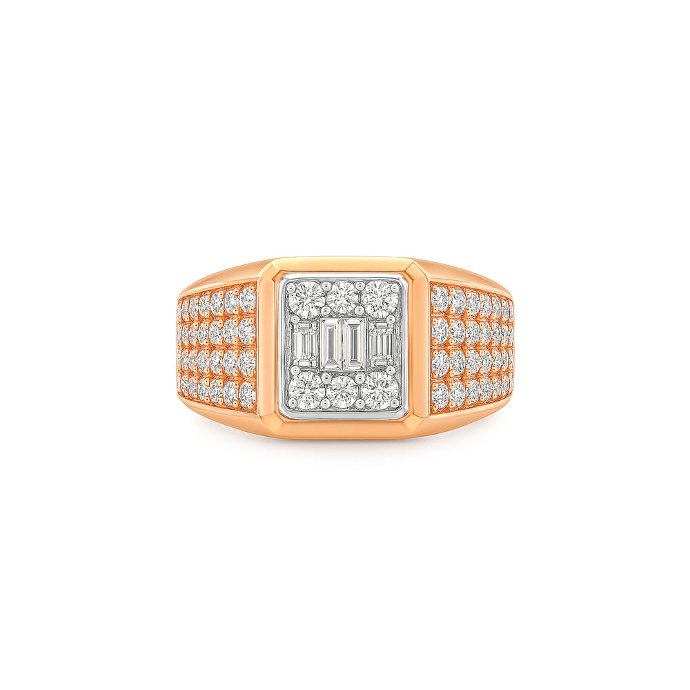 Natural Diamond Men’s Ring in 18K Rose Gold | Flashy