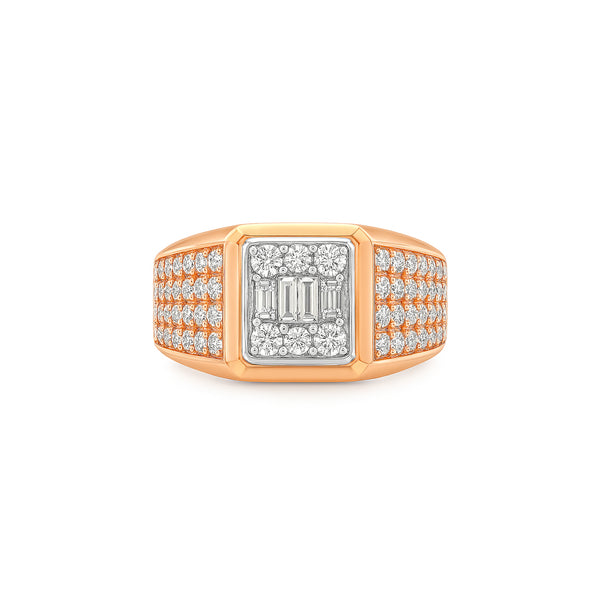 Natural Diamond Men’s Ring in 18K Rose Gold | Flashy