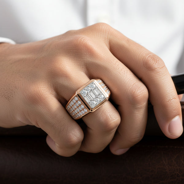 Natural Diamond Men’s Ring in 18K Rose Gold | Flashy hover