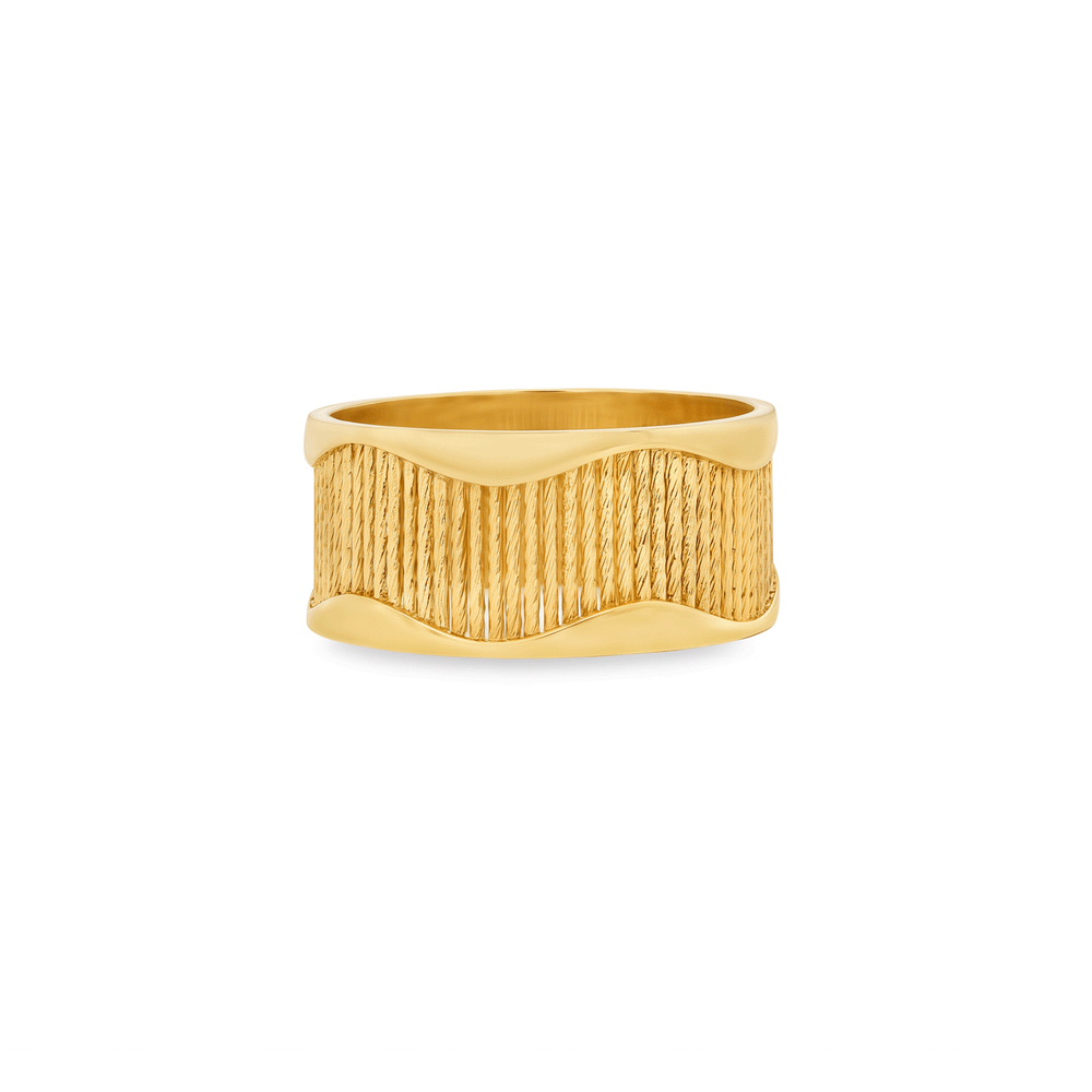 Ribbed Radiance 18K Gold Band