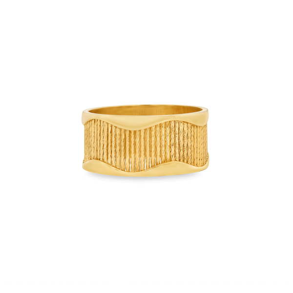Ribbed Radiance 18K Gold Band