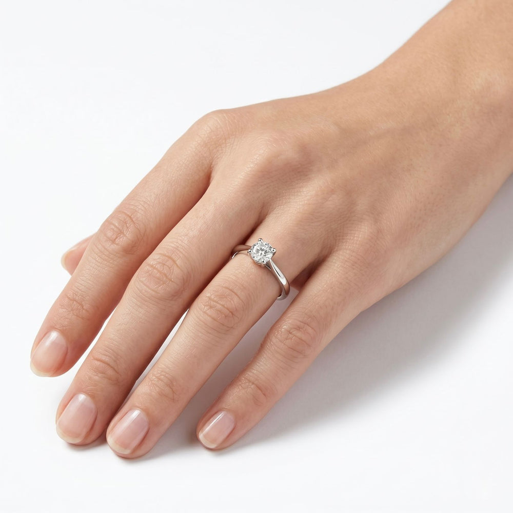 18K White Gold Natural Diamond Solitaire Engagement Ring
