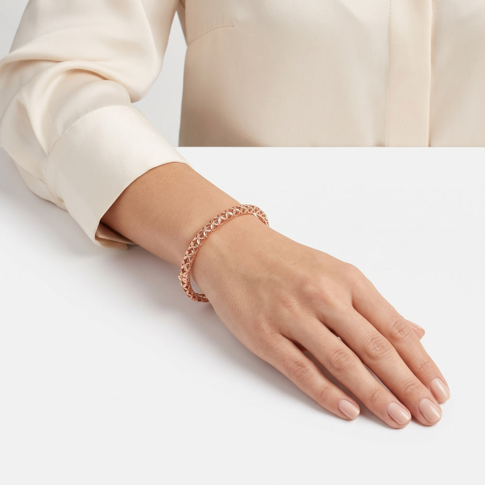 Gold Jewellery Rosé GeoMesh Bangle