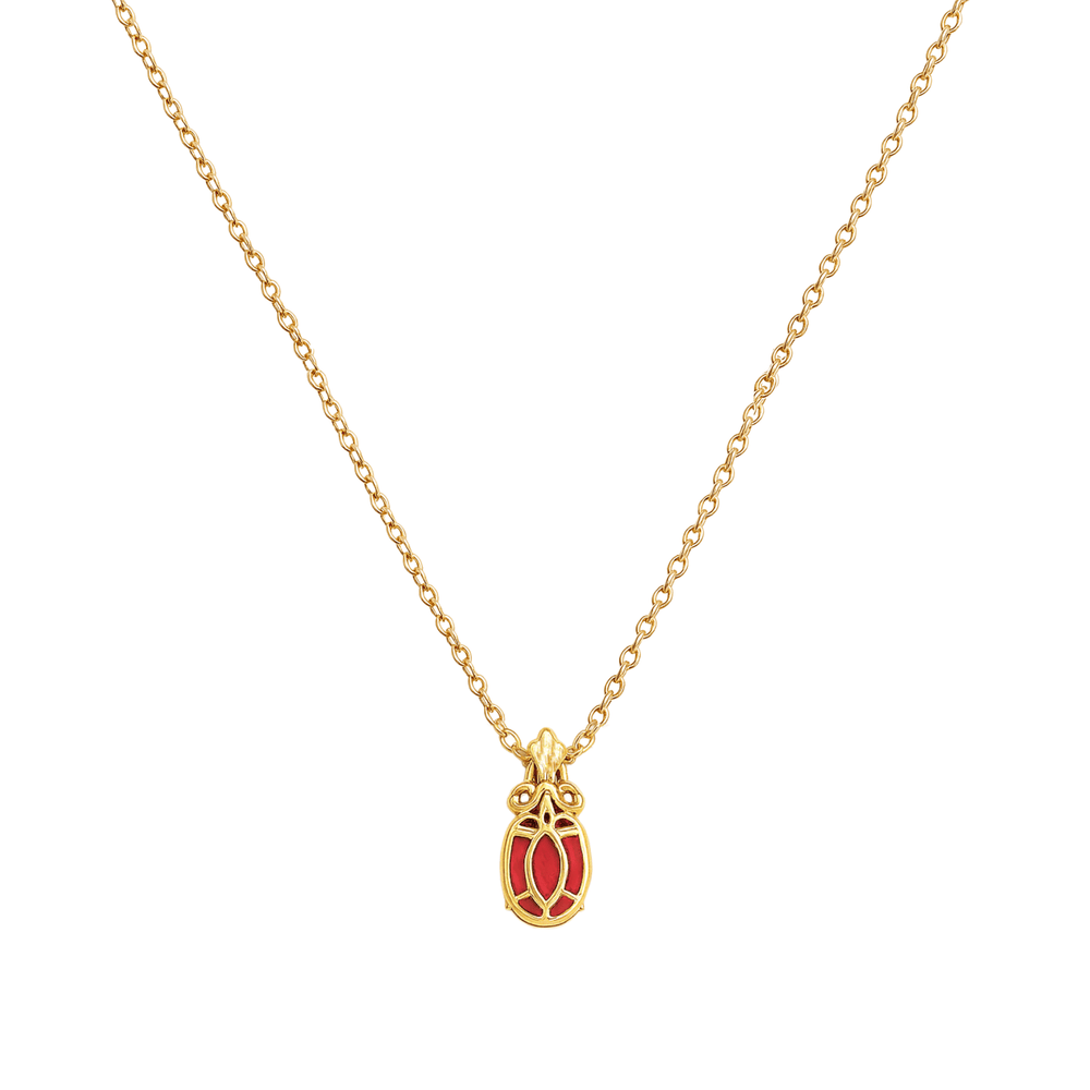 18K Yellow Gold Ruby & Natural Diamond Pendant Necklace