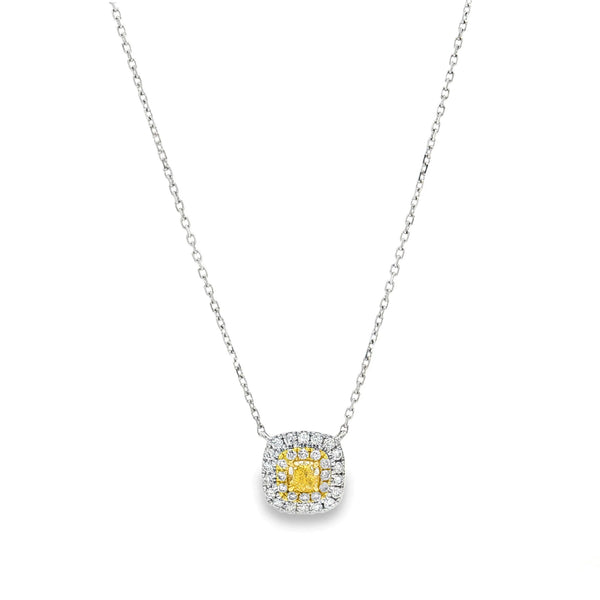 Natural Diamond Necklace Pendant in 18K White Gold