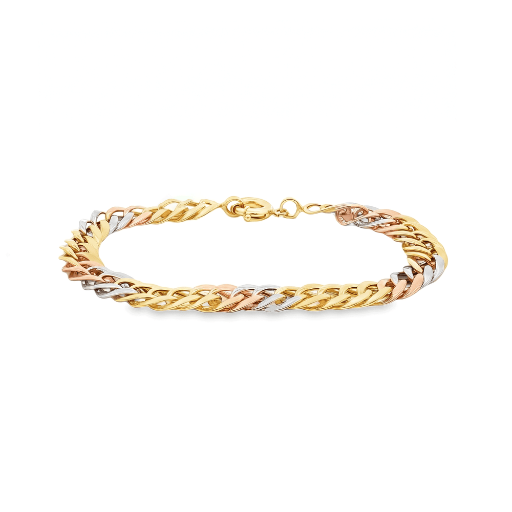 Three-Toned Cuban Gold Bracelet | 18K Luxury Design