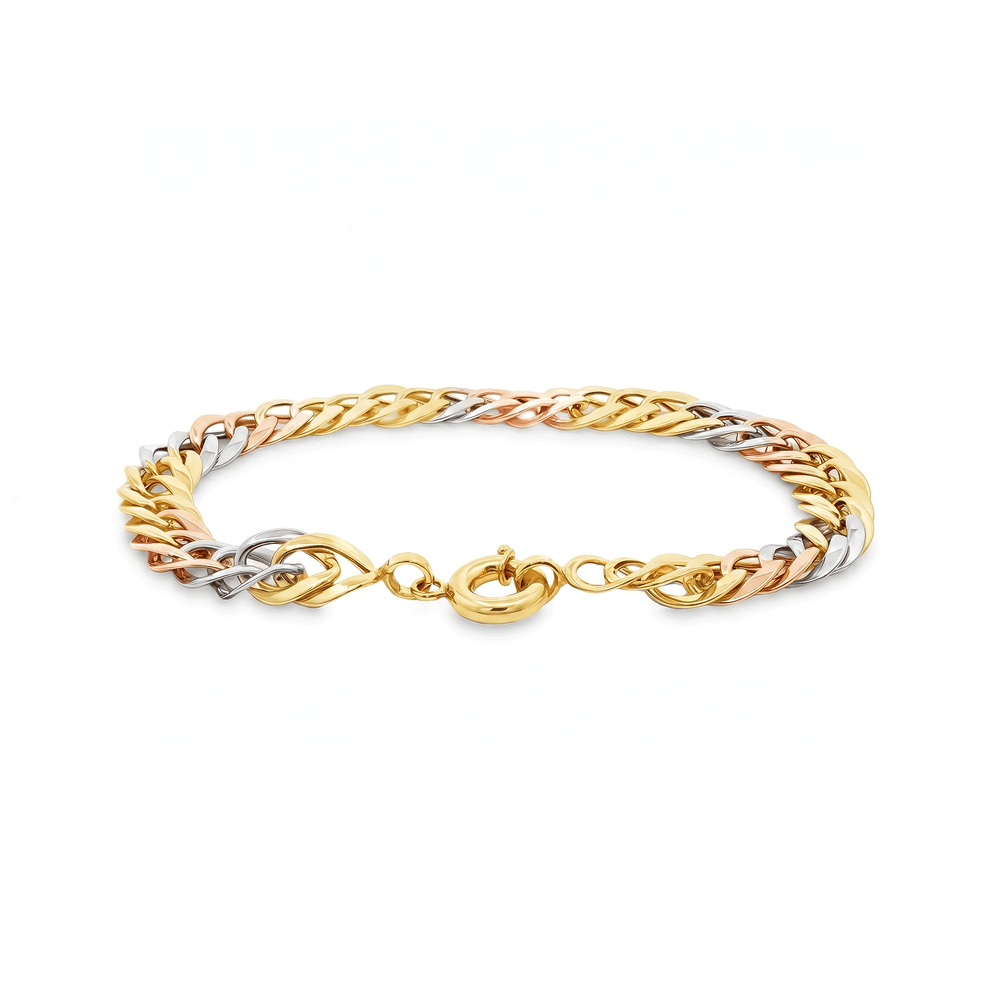 Three-Toned Cuban Gold Bracelet | 18K Luxury Design