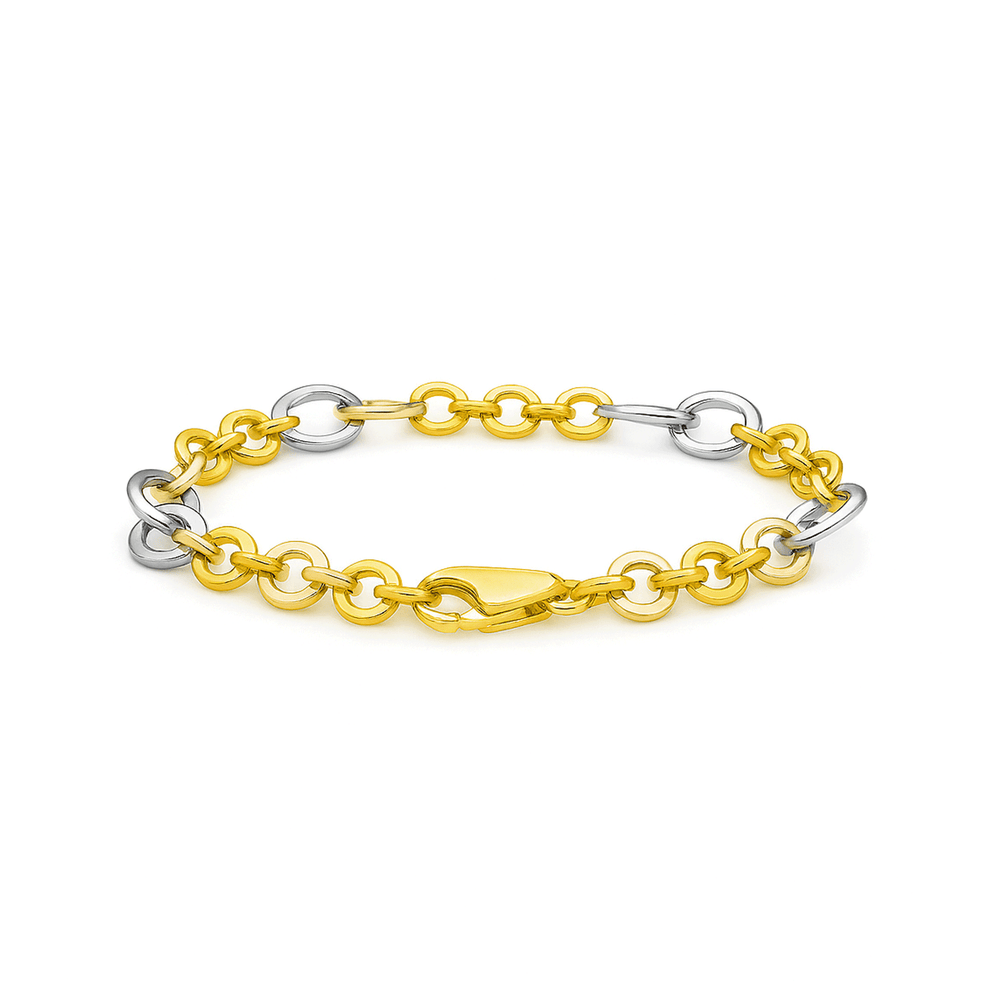 18K Gold Two Tone Linked Bracelet | Flashy Jewellery