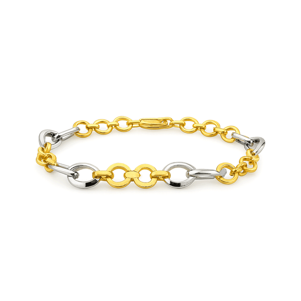 18K Gold Two Tone Linked Bracelet | Flashy Jewellery