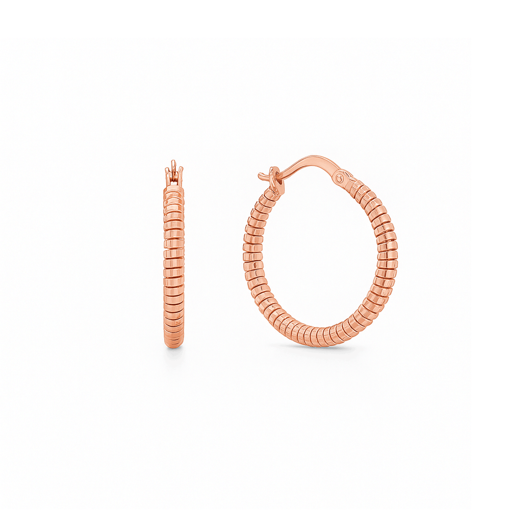 18K Rose Gold Hoop Earrings – Elegant High Polish Hoops