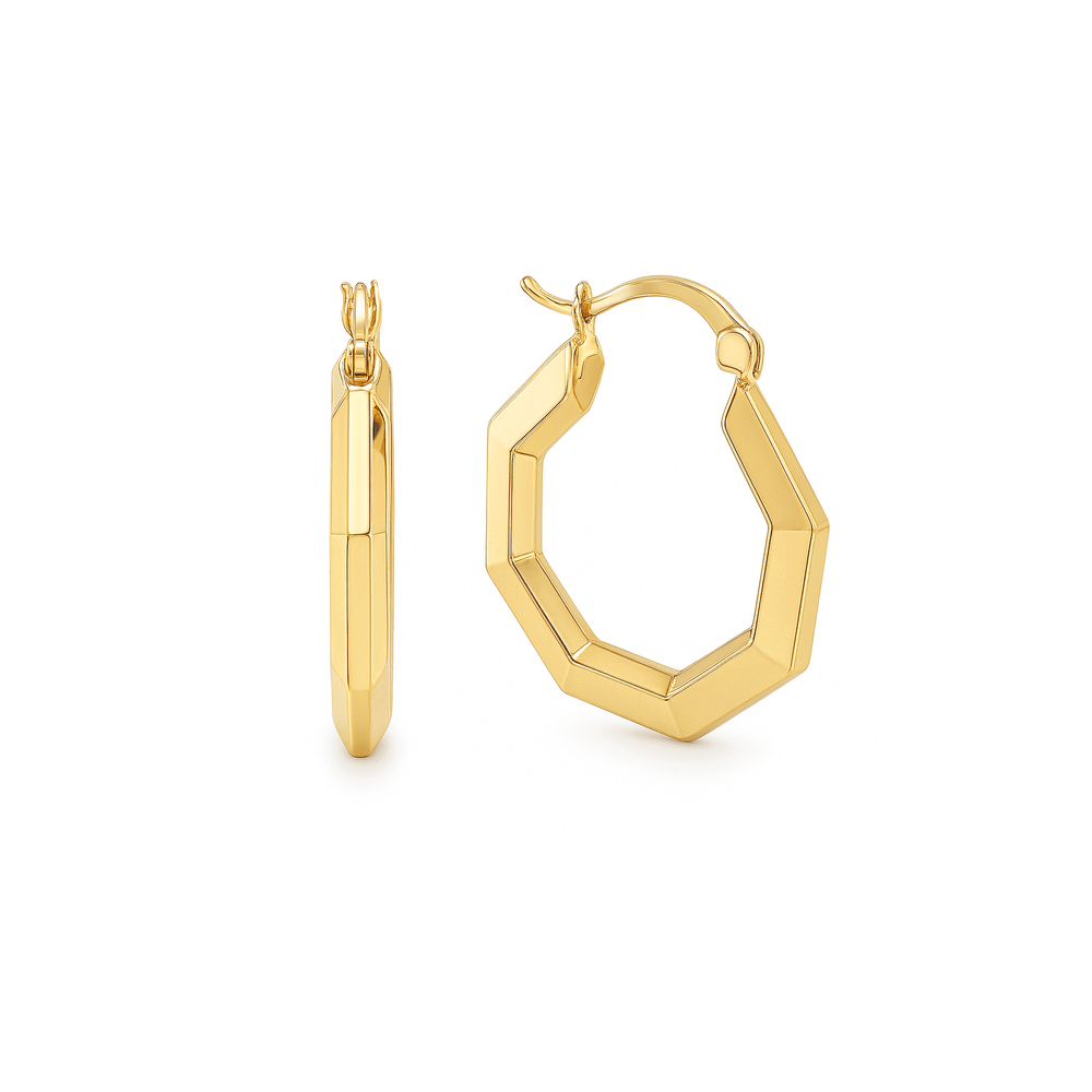 18K Gold Jewellery Hoops Earrings – High Polish Finish