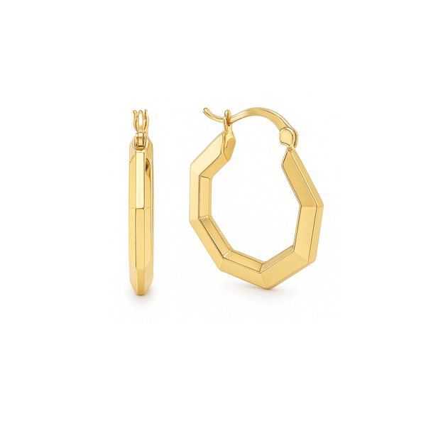 18K Gold Jewellery Hoops Earrings – High Polish Finish