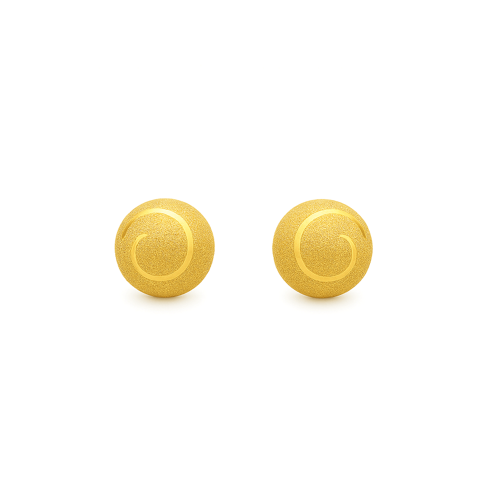 Gold Jewellery Faceted Ball Stud Earrings – 18K Gold