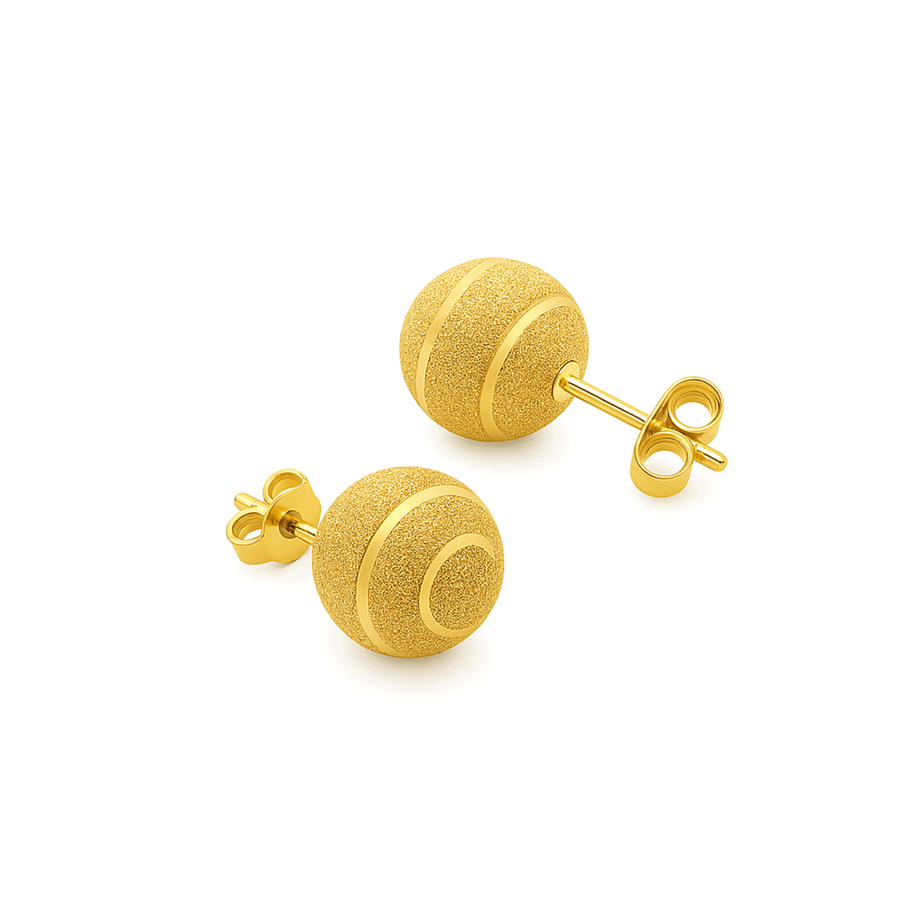 Gold Jewellery Faceted Ball Stud Earrings – 18K Gold