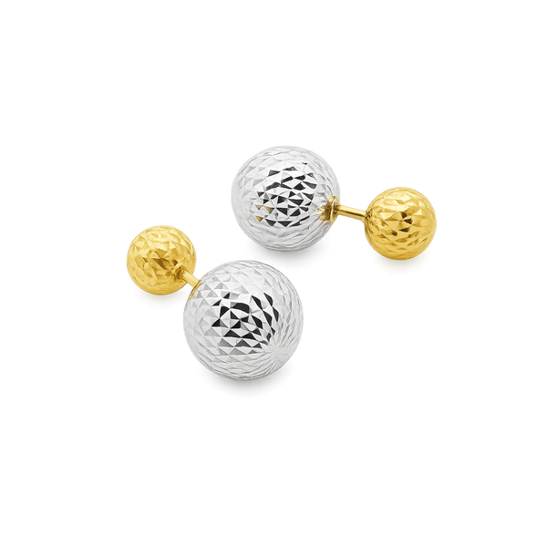 Gold Jewellery Two-Tone Faceted Ball Stud Earrings hover