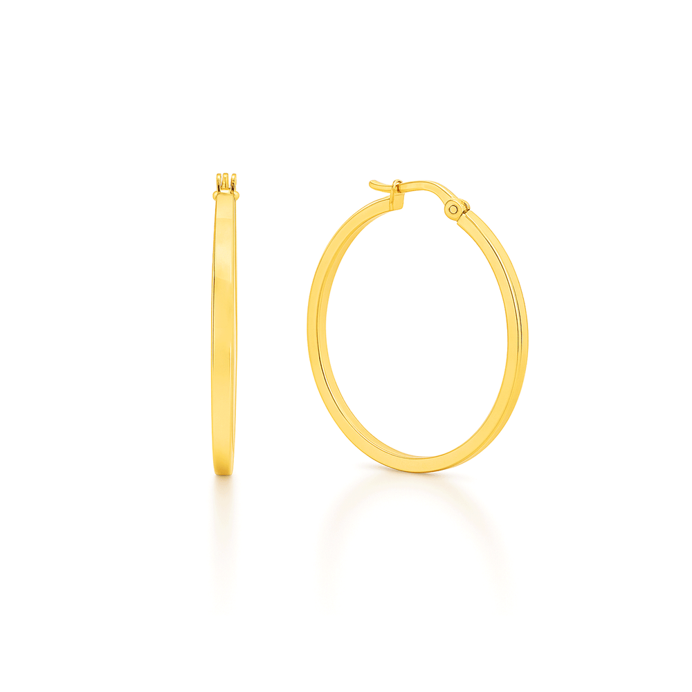 18K Gold Classic Hoop Earrings – High Polish Finish