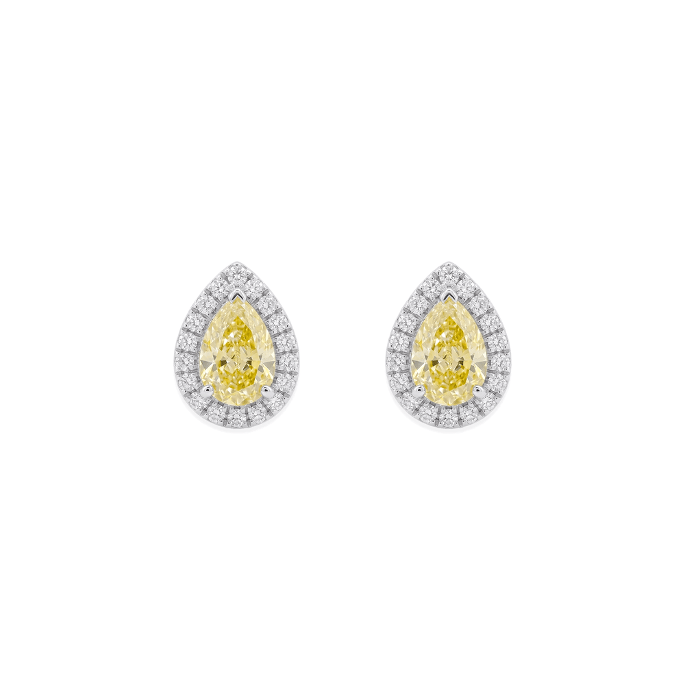 Natural Diamond Solar Drop Diamond Studs in 18K Gold