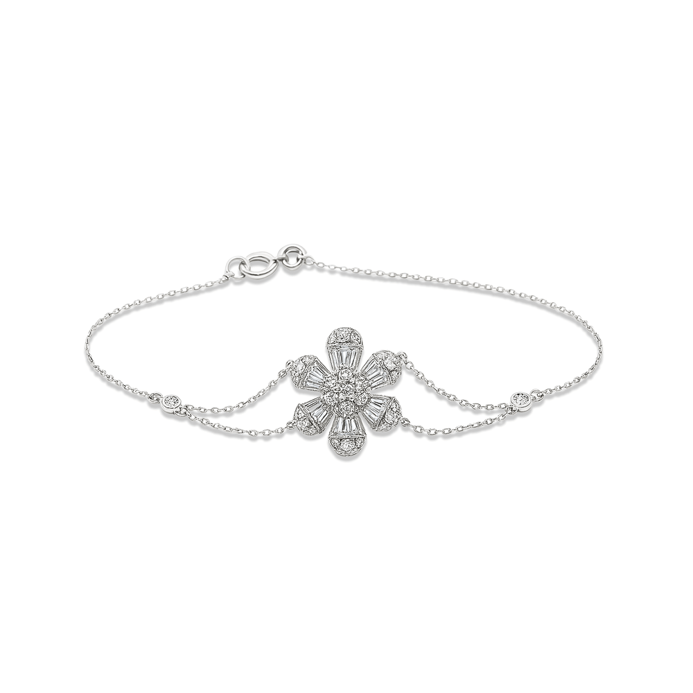 18K White Gold Natural Diamond Bracelet for Women