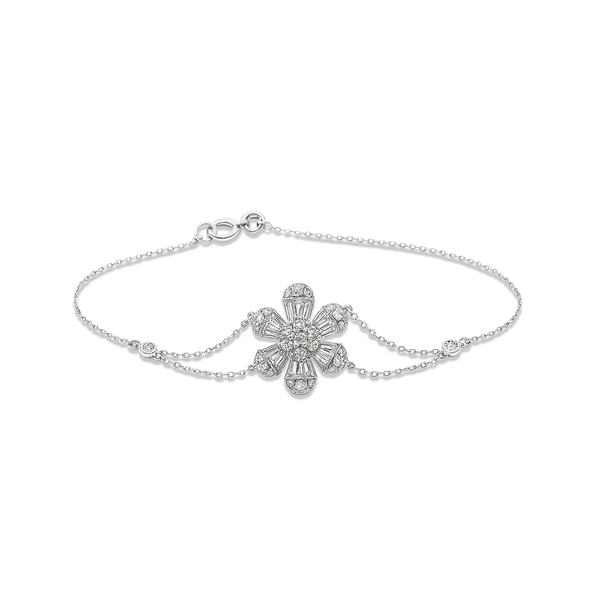 18K White Gold Natural Diamond Bracelet for Women