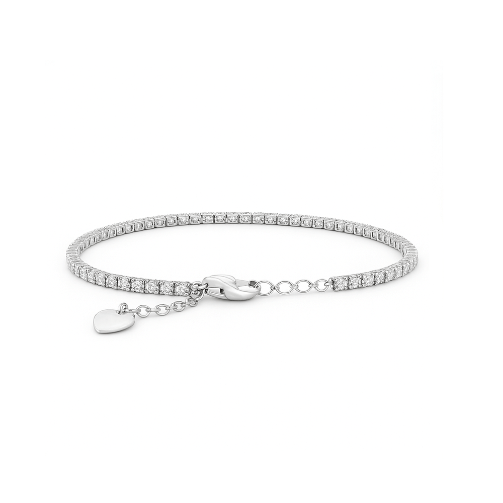 Natural Diamond Tennis Bracelet in 18K White Gold
