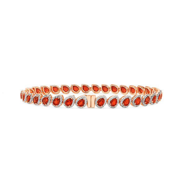 Ruby & Natural Diamond Rose Gold Bracelet for Women