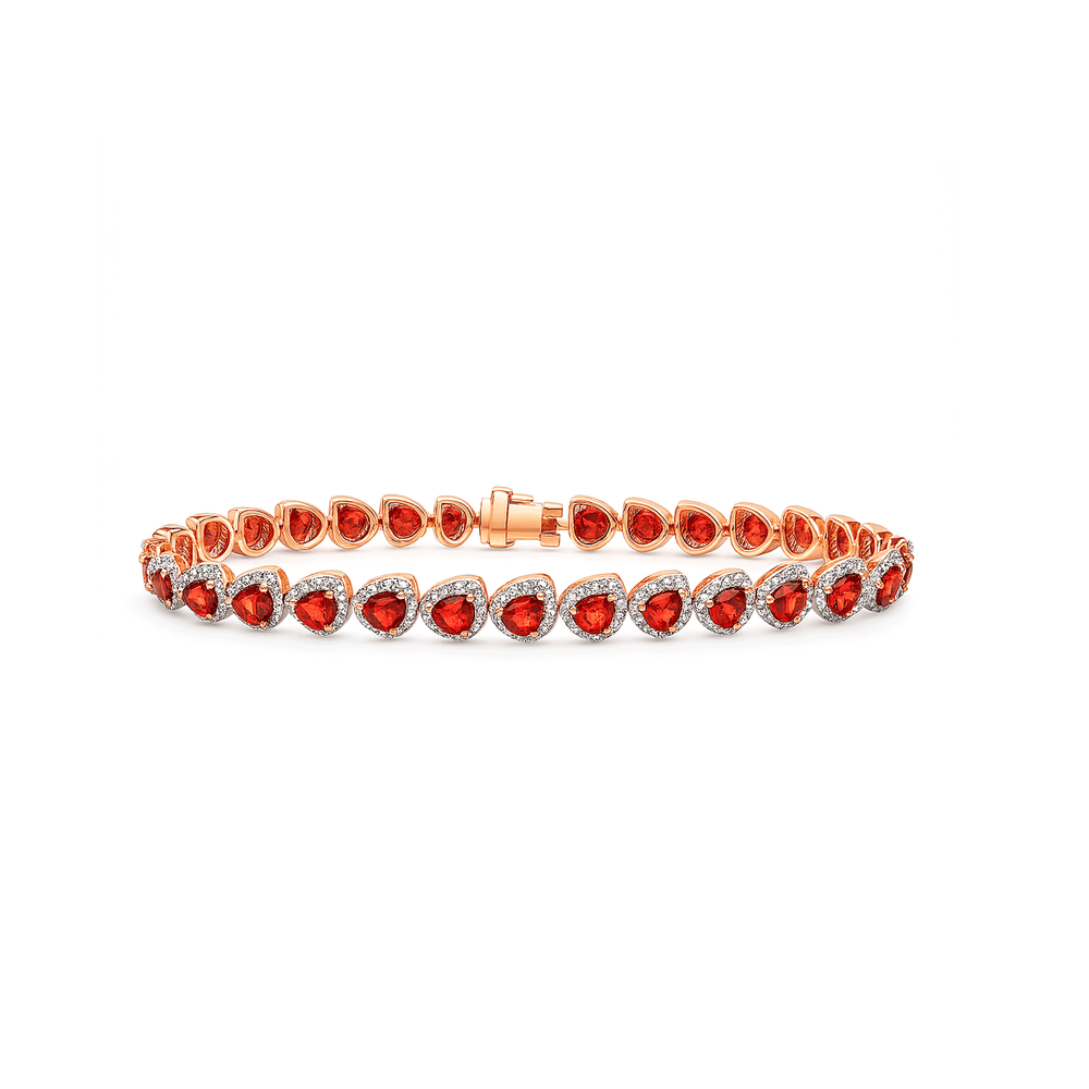 Ruby & Natural Diamond Rose Gold Bracelet for Women