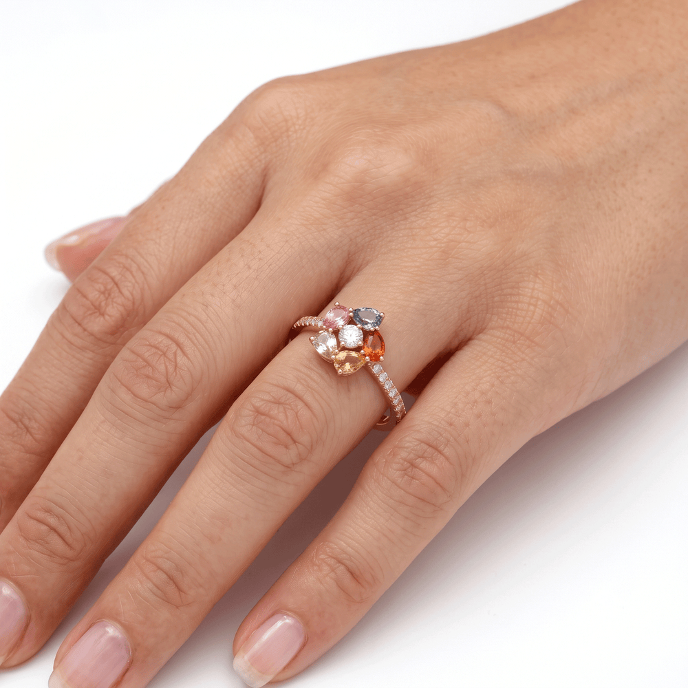 18K Rose Gold Natural Sapphire & Diamond Statement Ring