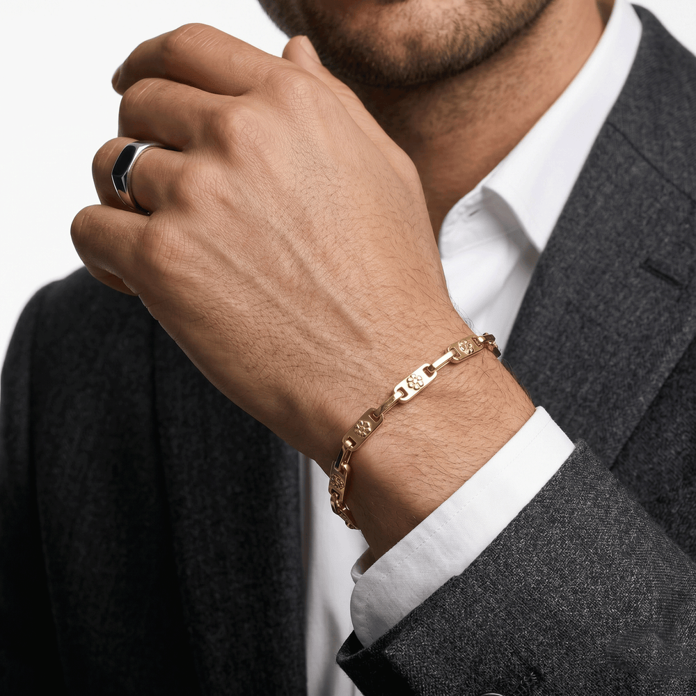 18K Gold Jewellery Engraved Link Bracelet