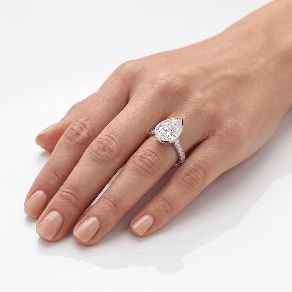 Lab Grown Diamond Pear Radiance Solitaire Engagement Ring hover