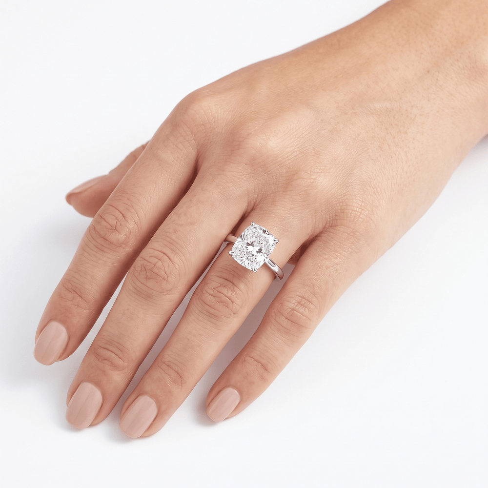 18K Gold Lab Grown Diamond Elongated Cushion-Cut Solitaire Majesty Engagement Ring 4.10 CT
