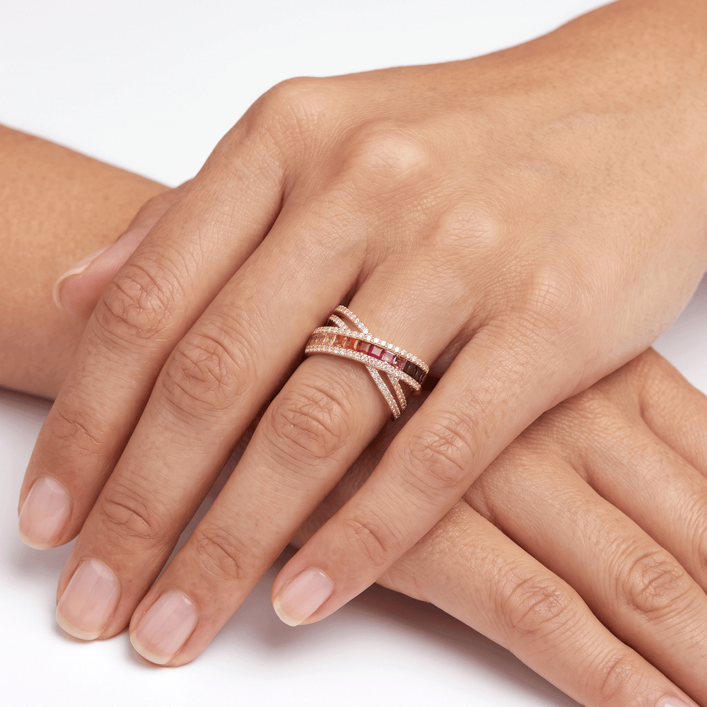 18k Yellow Gold Sapphire, Ruby & Natural Diamond Statement Ring