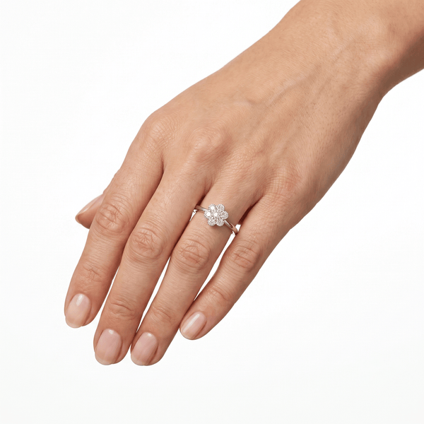 Natural Diamond Flora Cluster Halo Engagement Ring | 18K Gold hover