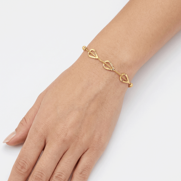 18K Gold Charm Link Bracelet – High Polish Finish hover