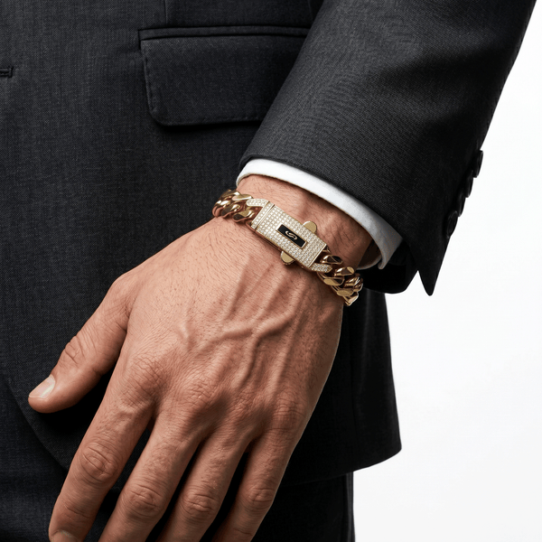 Monaco 18K Gold Bracelet – Luxury High Polish Finish hover
