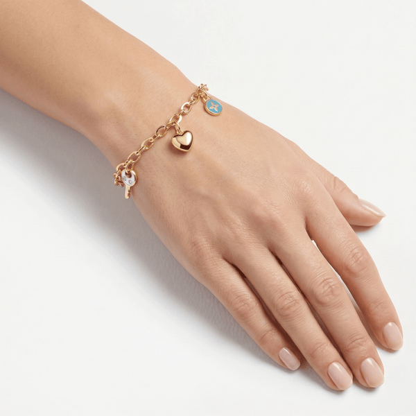 18K Gold Charm Link Bracelet – Elegant Luxury Design hover