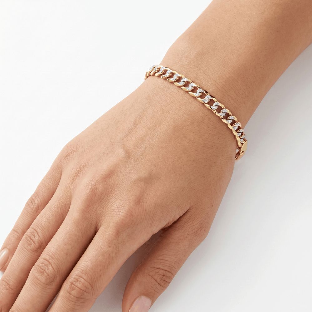 Gold Jewellery Two Tone Chain Bracelet in 18K Gold